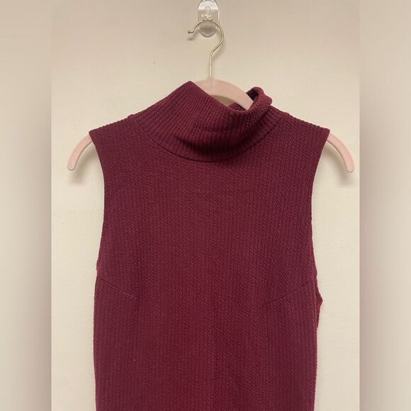 Silence + Noise Jodi Maroon Mock Neck Ribbed Bodycon Holiday Midi Dress SZ S - Picture 8 of 8